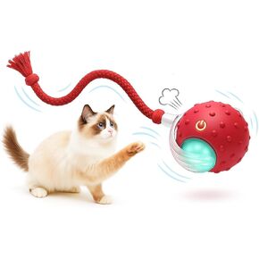Interactive Cat Toy Ball for Indoor Cats – Fast Rolling on Carpet, Motion Activated with Chirping Sounds, Smart Play Toy (Crimson) in Saudi Arabia