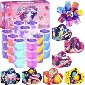 28 حزمة هدايا عيد الحب للأطفال، جالاكسي سلايم مع صندوق بطاقات تهنئة، لعبة سلايم لتخفيف التوتر للأطفال والبنات والأولاد، هدايا حفلات عيد الحب، مجموعة هدايا تبادل الجوائز في عيد الحب in Kuwait