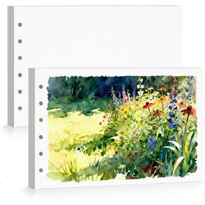 Lightwish Watercolor Paper Refill, 2 Pack 40 Sheets Total - 100% Cotton Acid-Free 300gsm/140lb A5 Landscape Format, Cold Press Texture - Compatible with Lightwish A5 Watercolor Sketchbook （5.8*8.2in) in Kuwait