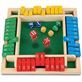 لعبة النرد الخشبية Shut The Box، لعبة لوحية فاخرة مكونة من 2-4 لاعبين للأطفال والكبار، لعبة تعلم الرياضيات لإضافة قسم الضرب والطرح، لعبة منطقية مكونة من 10 أرقام، عائلة مثالية، حانة، حفلة in Kuwait