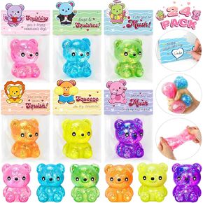 Valentines Day Cards for Kids Classroom, 24 Packs Valentine's Day Squeeze Bear Toys with Greeting Cards, Valentine Kids Party Favor, School Exchange Prizes, Ideal Valentines Gifts for Boys Girls in Saudi Arabia