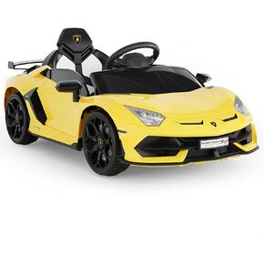 Garvee 12V Kids Electric Car with Remote Control, LED Lights & Sound System - Licensed Lamborghini Battery Powered Ride-On Toy for Boys & Girls (Yellow) in Saudi Arabia