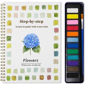 Beginner Watercolor Painting Kit – 12 Colors Paint Set with Brush, Flowers-Themed Art Supplies for Adults & Teens(Flowers) in Saudi Arabia