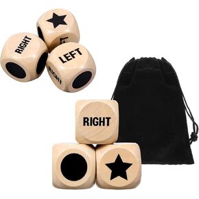 3pcs Left Right Center Game Dice 1 inch Beech Wood Dices with Drawstring Bag Left Right Center Game Dice Accessories Easy to Store and Carry Around Convenient for Travel in Saudi Arabia