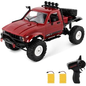 GoolRC RC Truck, WPL C14 RC Crawler 1/16 Scale Remote Control Car, 4WD All Terrain Off Road Semi Truck, 2.4GHz RC Climbing Car with LED Lights and 2 Batteries for Adults (Red) in Kuwait