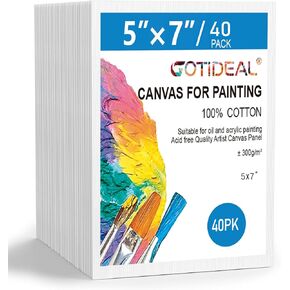 لوحات قماشية كبيرة للرسم من GOTIDEAL، عبوة قيمة مقاس 11 × 14 بوصة مكونة من 40 لوحة قماش بيضاء فارغة من Gesso - لوحة قماشية من القطن بنسبة 100% لطلاء الأكريليك، والصب، والطلاء الزيتي، والغواش in Kuwait