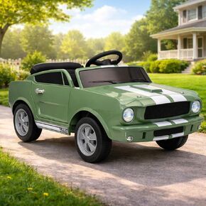 سيارة ركوب شيلبي GT350 12 فولت مرخصة للأطفال، لعبة ركوب كهربائية مع جهاز تحكم عن بعد، سيارة تعمل بالبطارية بمحرك مزدوج مع أضواء LED وموسيقى وحزام أمان، أخضر in Kuwait