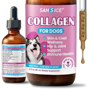 الكولاجين لصحة المفاصل للكلاب، قطرات كولاجين للكلاب التي تتغذى على العشب مع أوميغا 3، فيتامين C للبشرة والمعطف، مكمل الورك والمفاصل مع الجلوكوزامين، الكوندرويتين، حمض الهيالورونيك، العظام، المناعة -2 فلوريدا in Kuwait
