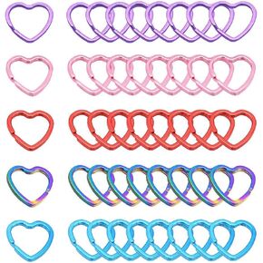 شكل قلب حلقة رئيسية ملونة سبليت الدائري - قوس قزح القفز الدائري الجلود الحرفية لسلاسل المفاتيح موصلات جوهرة (الوردي) in Kuwait
