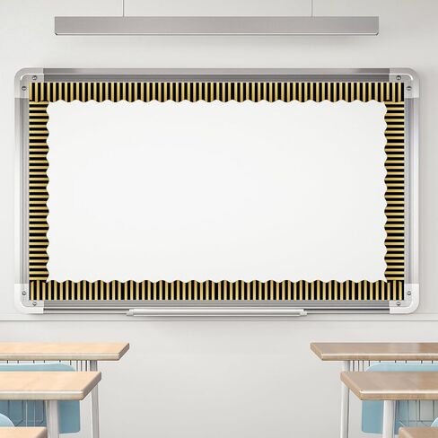 Whaline 32.8ft Stripe Bulletin Board Border Back to School Black with Gold Foil Stripe Die-Cut Rolled Border Trim for Classroom Home Chalkboard Decoration in Saudi Arabia
