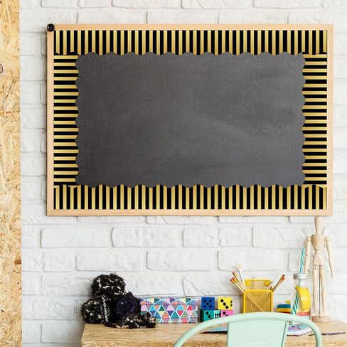 Whaline 32.8ft Stripe Bulletin Board Border Back to School Black with Gold Foil Stripe Die-Cut Rolled Border Trim for Classroom Home Chalkboard Decoration in Saudi Arabia