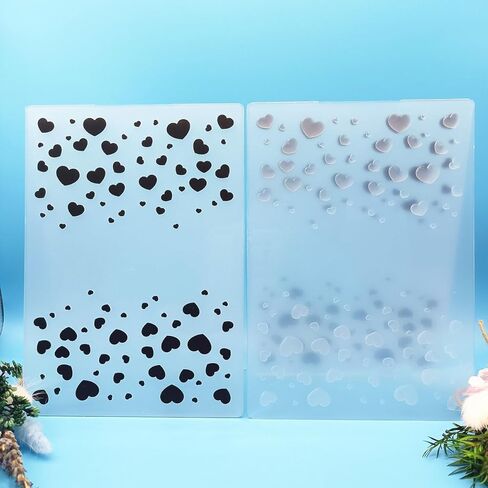 قلوب الحب محكم الانطباعات 3D المجلدات النقش البلاستيكية لصنع بطاقة DIY سكرابوكينغ بطاقة ألبوم الصور والديكور ورقة الحرف اليدوية (5x7 بوصة) in Kuwait