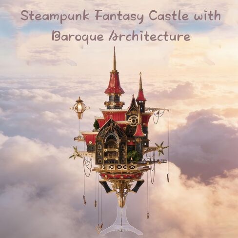 لغز خشبي ثلاثي الأبعاد من Fantasy Steam Castle، مجموعة نماذج معمارية Steampunk DIY مع نمط باروكي وإضاءة LED، فن العرض للبالغين والمراهقين in Saudi Arabia