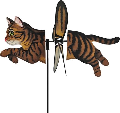 Premier Kites Petite Spinner Brown Tabby Cat – Whimsical Wind Spinner for Yard & Garden, Durable Weather-Resistant Fabric, Easy to Assemble, Outdoor Decor for Patios, Lawns, & Fairy Lovers in Saudi Arabia
