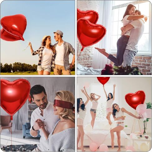 4 قطع من بالونات Gejoy مقاس 32 بوصة من رقائق الفويل على شكل قلب أحمر كبير، بالونات كبيرة على شكل قلب لعيد الحب، والزفاف، والخطوبة، والذكرى السنوية، والاقتراح، وديكورات الحفلات، وختم ذاتي in Saudi Arabia
