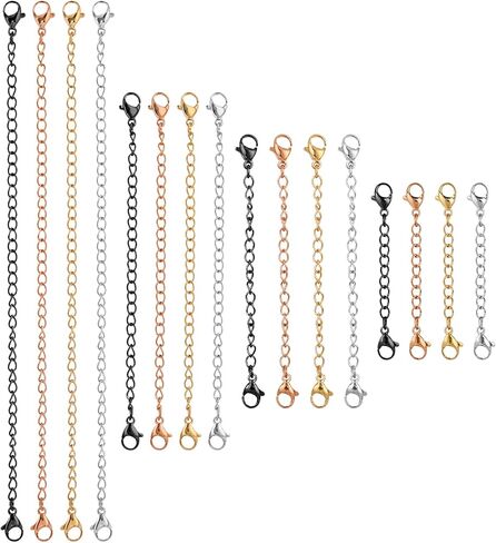 16 PCS Extension for Necklace 4 Size Bracelet Extender Jewelry Extenders Necklace Chain, Layer Necklaces Clasp Extender Extension Chain for Jewelry Making Necklaces Bracelet Anklet for Women in Saudi Arabia