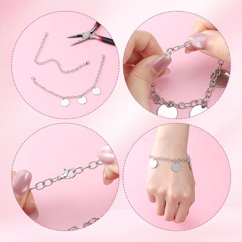 12 Pack DIY Charm Bracelet Chain Silver Chain Bracelets with Lobster Clasps Jewelry Making Bracelets Chains Metal Bracelet Link Chains Crafts Supplies for Women Men in Saudi Arabia