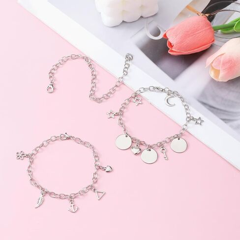 12 Pack DIY Charm Bracelet Chain Silver Chain Bracelets with Lobster Clasps Jewelry Making Bracelets Chains Metal Bracelet Link Chains Crafts Supplies for Women Men in Saudi Arabia