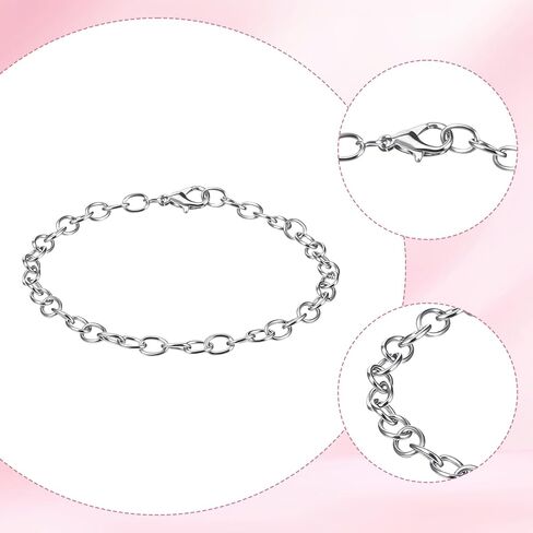 12 Pack DIY Charm Bracelet Chain Silver Chain Bracelets with Lobster Clasps Jewelry Making Bracelets Chains Metal Bracelet Link Chains Crafts Supplies for Women Men in Saudi Arabia