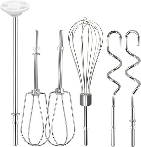 3MIRRORS Hand Mixer Beaters Attachments for KitchenAid hand blender Stainless Steel Whisk, Dough Hook, Blending Rod, Replacement for KHM3 KHM5 KHM7 KHM9 KHM512 KHM926 Series (6-Pcs) in Saudi Arabia