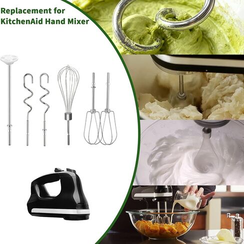 3MIRRORS Hand Mixer Beaters Attachments for KitchenAid hand blender Stainless Steel Whisk, Dough Hook, Blending Rod, Replacement for KHM3 KHM5 KHM7 KHM9 KHM512 KHM926 Series (6-Pcs) in Saudi Arabia