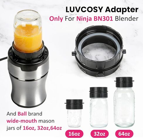 Adapter for Ninja BN301 Blender and Ball Wide-Mouth Mason Jar - Blend Directly in Glass Jar Replace Plastic Cup, Accessory for Ninja Nutri Blender Plus 900-Watt, Dishwasher Safe (Only Adapter) in Kuwait
