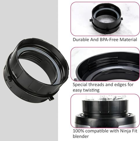 Adapter for Ninja BN301 Blender and Ball Wide-Mouth Mason Jar - Blend Directly in Glass Jar Replace Plastic Cup, Accessory for Ninja Nutri Blender Plus 900-Watt, Dishwasher Safe (Only Adapter) in Kuwait