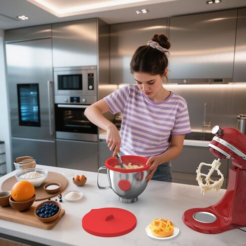 Saphe Silicone bowl Liners for KitchenAid 5 Quart Stand Mixer - Stand Mixer parts & Accessories, 3 packs mixaid silicone Liners with Lids (red+gray+white) in Saudi Arabia