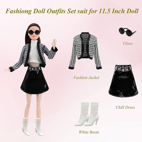 Doll Clothes and Accessories for Dolls ,Including 6 Fashion Clothes Set, 1 Pair of Earrings, 1 Necklaces, 1 Suitcases, 1 Glasses, 6 Pairs of Shoes for 11.5 inch Dolls on Christmas in Saudi Arabia