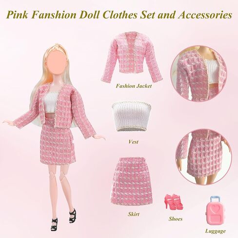 Doll Clothes and Accessories for Dolls ,Including 6 Fashion Clothes Set, 1 Pair of Earrings, 1 Necklaces, 1 Suitcases, 1 Glasses, 6 Pairs of Shoes for 11.5 inch Dolls on Christmas in Saudi Arabia
