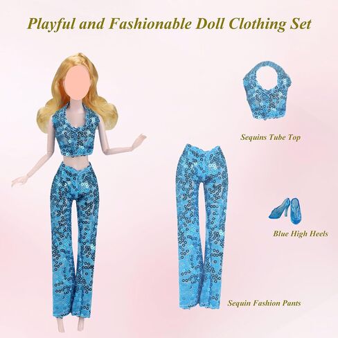 Doll Clothes and Accessories for Dolls ,Including 6 Fashion Clothes Set, 1 Pair of Earrings, 1 Necklaces, 1 Suitcases, 1 Glasses, 6 Pairs of Shoes for 11.5 inch Dolls on Christmas in Saudi Arabia