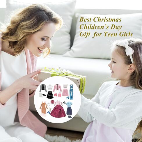 Doll Clothes and Accessories for Dolls ,Including 6 Fashion Clothes Set, 1 Pair of Earrings, 1 Necklaces, 1 Suitcases, 1 Glasses, 6 Pairs of Shoes for 11.5 inch Dolls on Christmas in Saudi Arabia
