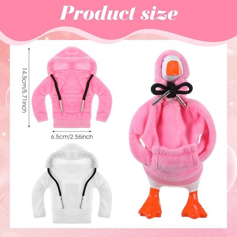 2 Pcs Desk Goose Outfits 7 Inches, Mini Desk Goose Clothes Hoodies, Fleece Material Ornaments Costume, Desks Gooses Accessories for Gooses Statue Table Decor(Pink,White) in Saudi Arabia