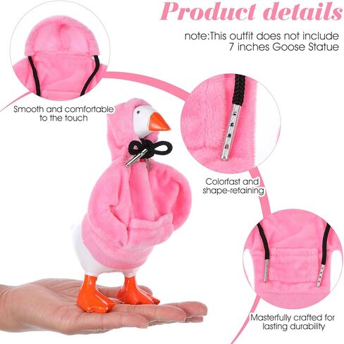 2 Pcs Desk Goose Outfits 7 Inches, Mini Desk Goose Clothes Hoodies, Fleece Material Ornaments Costume, Desks Gooses Accessories for Gooses Statue Table Decor(Pink,White) in Saudi Arabia