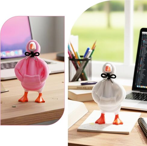 2 Pcs Desk Goose Outfits 7 Inches, Mini Desk Goose Clothes Hoodies, Fleece Material Ornaments Costume, Desks Gooses Accessories for Gooses Statue Table Decor(Pink,White) in Saudi Arabia