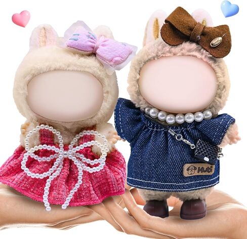 Clothes for Doll, 2 Set of Labubu Clothes, Woolen Knitwear, Hat, Bag/ Camera & Shoes for 17cm Dolls, Cute Crafted Collectible Figure (No Dolls) in Saudi Arabia