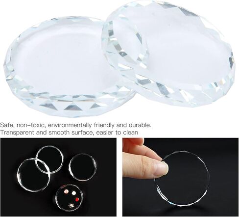 لوحة طلاء زجاجية قطعتين، لوحة مكياج زجاجية مقاس 1.97 بوصة لوحات طلاء أظافر مستديرة للمكياج وفن الأظافر والخلط والتلميع in Kuwait