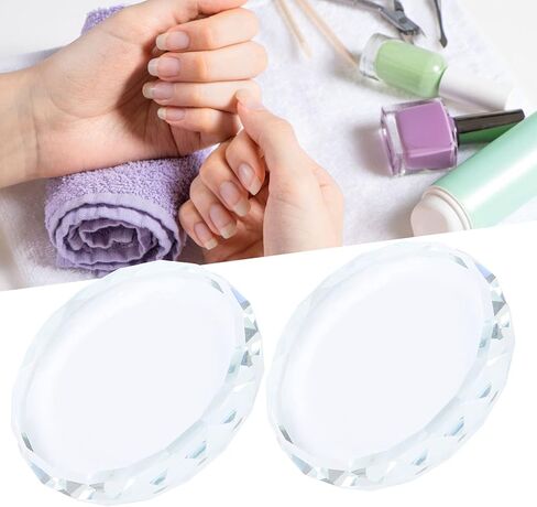 لوحة طلاء زجاجية قطعتين، لوحة مكياج زجاجية مقاس 1.97 بوصة لوحات طلاء أظافر مستديرة للمكياج وفن الأظافر والخلط والتلميع in Kuwait