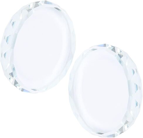 لوحة طلاء زجاجية قطعتين، لوحة مكياج زجاجية مقاس 1.97 بوصة لوحات طلاء أظافر مستديرة للمكياج وفن الأظافر والخلط والتلميع in Kuwait