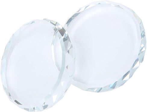 لوحة طلاء زجاجية قطعتين، لوحة مكياج زجاجية مقاس 1.97 بوصة لوحات طلاء أظافر مستديرة للمكياج وفن الأظافر والخلط والتلميع in Kuwait