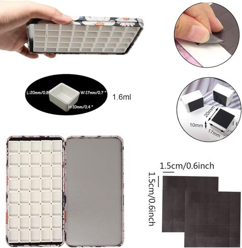 Cute Daisy Pattern Watercolor Palette Paint Tin Case with 40pcs White Plastic Half Pans for Travel Daily Life Drawing Use in Saudi Arabia