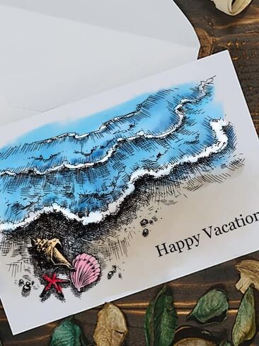 Sea Background Clear Stamps for Card Making and Photo Album Decorations, Sunset Stamps Summer Words Clear Rubber Stamps for Card Making Decoration and DIY Scrapbooking in Saudi Arabia