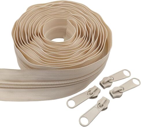 Leekayer #8 Nylon Zippers Bulk 5 Yards with 10pcs Brown Coil Zipper Sliders for DIY Tailor Sewing Craft,Luggage,Dress,Sofa Cushion,Pillow,Bag(Brown) in Saudi Arabia