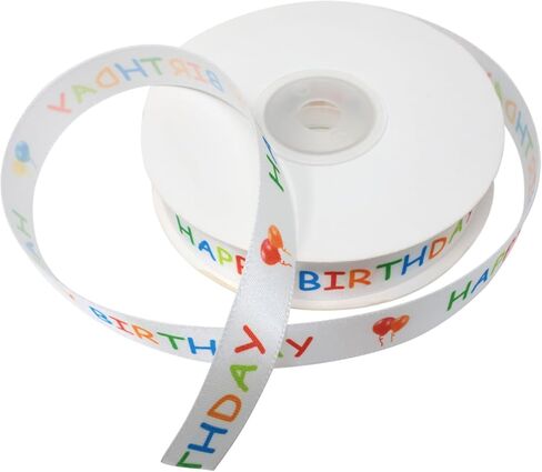 25 Yard Printed Colorful Happy Birthday Pattern Ribbon Single Face Printed Ribbon for Gift Wrapping Birthday Decoration DIY Crafts Making in Saudi Arabia