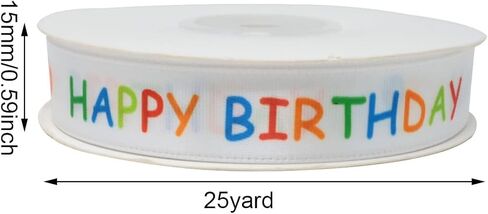 25 Yard Printed Colorful Happy Birthday Pattern Ribbon Single Face Printed Ribbon for Gift Wrapping Birthday Decoration DIY Crafts Making in Saudi Arabia