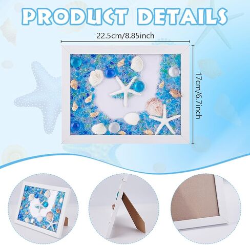 WEBEEDY DIY Wave Sea Glass Resin Kit Sea Glass Art Kit with Instruction for Beginners DIY Ocean Painting Kits Summer Resin Decorations Photo Frame Home Decor Beach Lovers Art Project,5.9x7.9 in Saudi Arabia