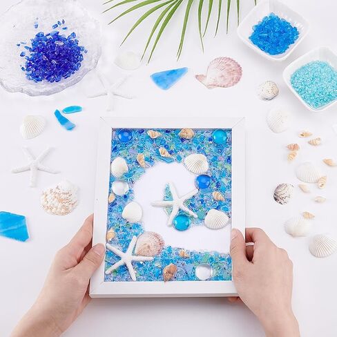 WEBEEDY DIY Wave Sea Glass Resin Kit Sea Glass Art Kit with Instruction for Beginners DIY Ocean Painting Kits Summer Resin Decorations Photo Frame Home Decor Beach Lovers Art Project,5.9x7.9 in Saudi Arabia