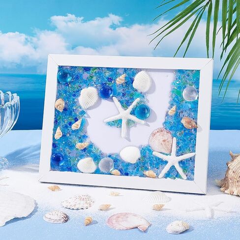 WEBEEDY DIY Wave Sea Glass Resin Kit Sea Glass Art Kit with Instruction for Beginners DIY Ocean Painting Kits Summer Resin Decorations Photo Frame Home Decor Beach Lovers Art Project,5.9x7.9 in Saudi Arabia