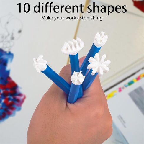 مجموعة من 5 أقلام تنقيط على شكل زهور - أدوات رسم منقطة مزدوجة الأطراف مع 10 رؤوس من بتلات الزهور - أقلام رسم صخرية ماندالا - أدوات فنية منقطة للقماش والحرف اليدوية وتصميمات ماندالا ذاتية الصنع in Kuwait