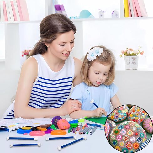 مجموعة من 5 أقلام تنقيط على شكل زهور - أدوات رسم منقطة مزدوجة الأطراف مع 10 رؤوس من بتلات الزهور - أقلام رسم صخرية ماندالا - أدوات فنية منقطة للقماش والحرف اليدوية وتصميمات ماندالا ذاتية الصنع in Kuwait